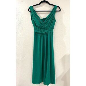 Collection DressBarn Womens Midi Cocktail Dress, Emerald Green V-neck size 6